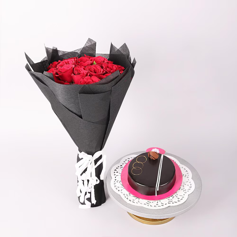 Combo With Cake and Flower
